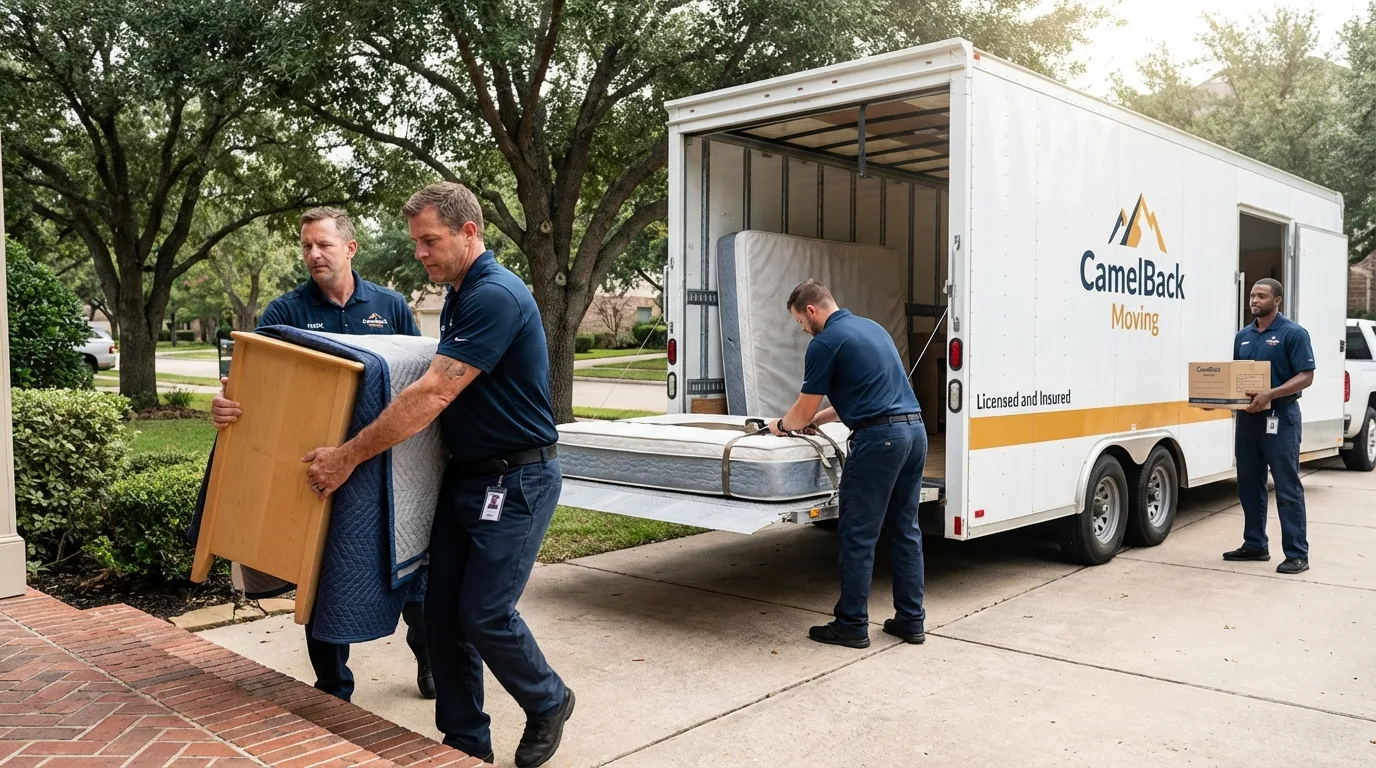 Crew loading residential truck for cross-state move from Canastota, NY